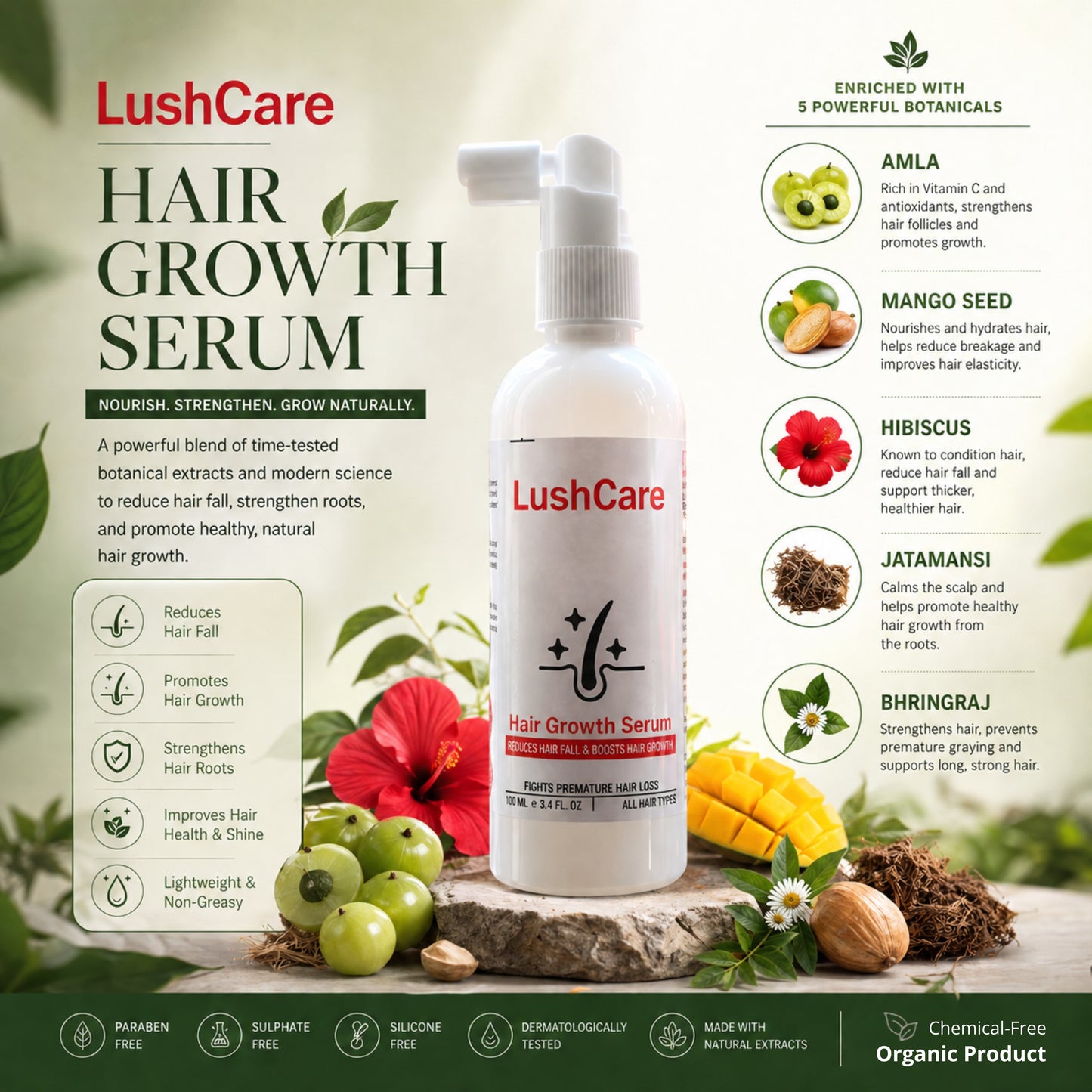 LushCare Hair Growth Serum – Advanced Botanical Regrowth Formula